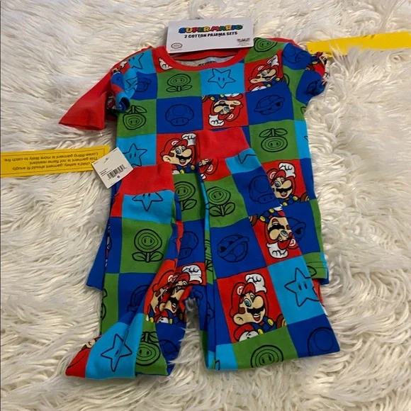 Nintendo Super Mario Gray and Red Pajama Set two sets brand new size 6 - Picture 7 of 8